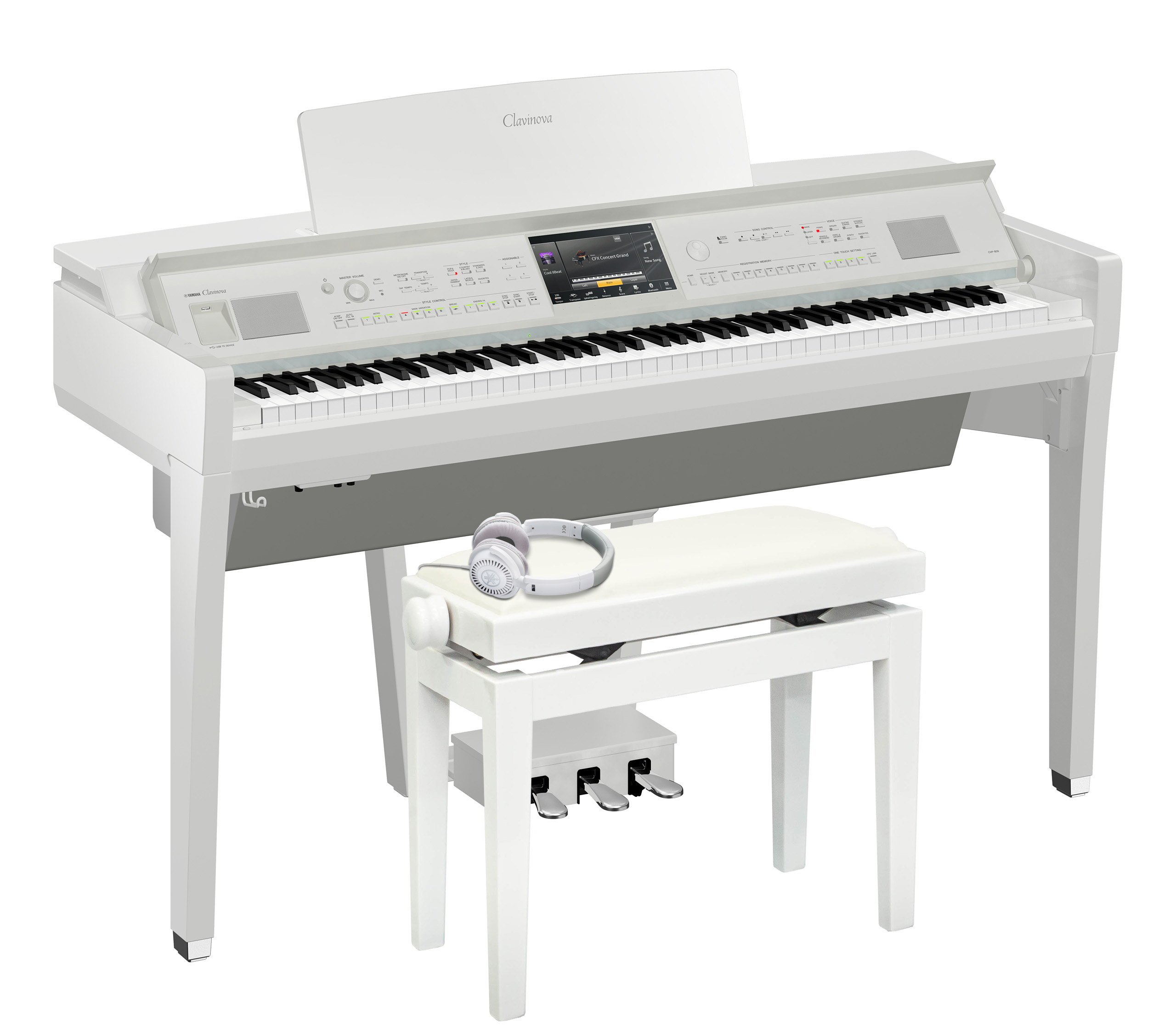 Yamaha Cvp Clavinova Digital Piano Pianist Pack In Polished White