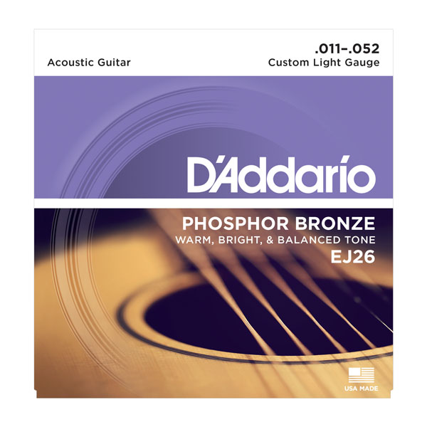 EJ26 Custom Light Acoustic Guitar Strings 11 52 Phosphor Bronze