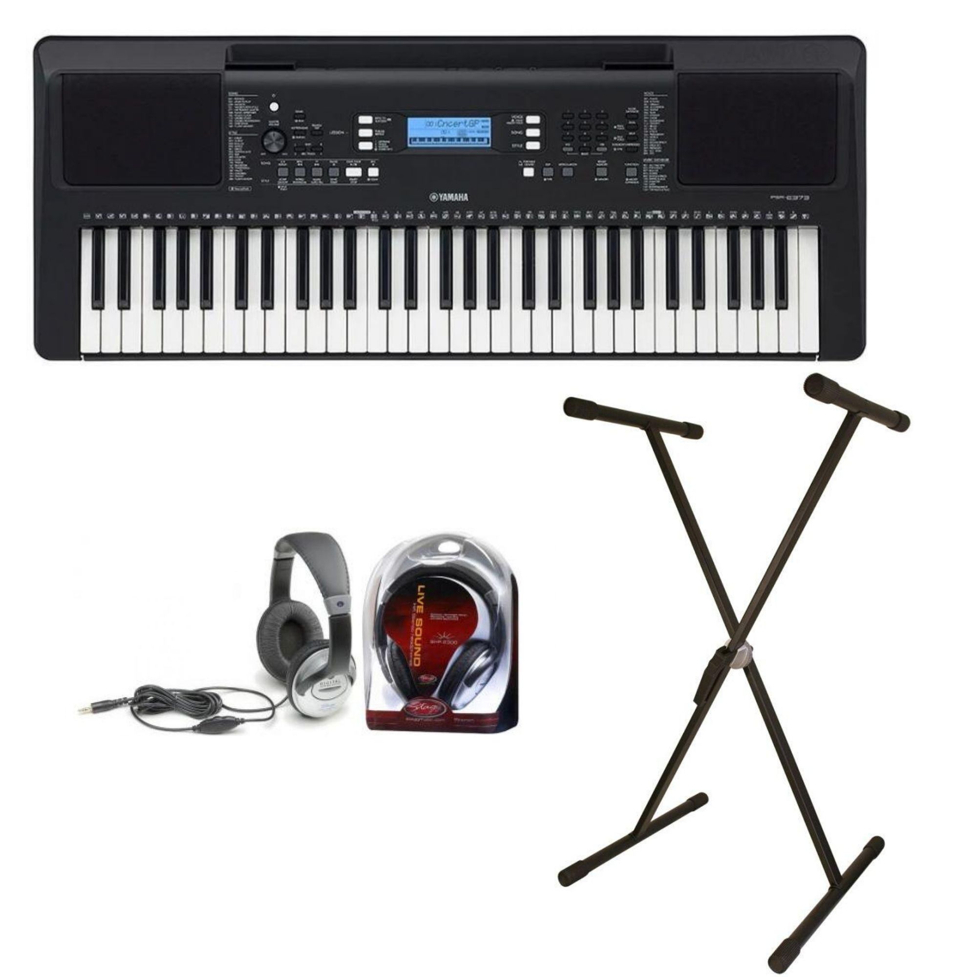 Yamaha PSRE373 Keyboard package, with stand and headphones, with free ...