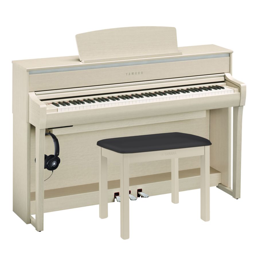 Yamaha CLP Clavinova Digital Piano Essential Pack In White Ash Finish Yamaha Music London