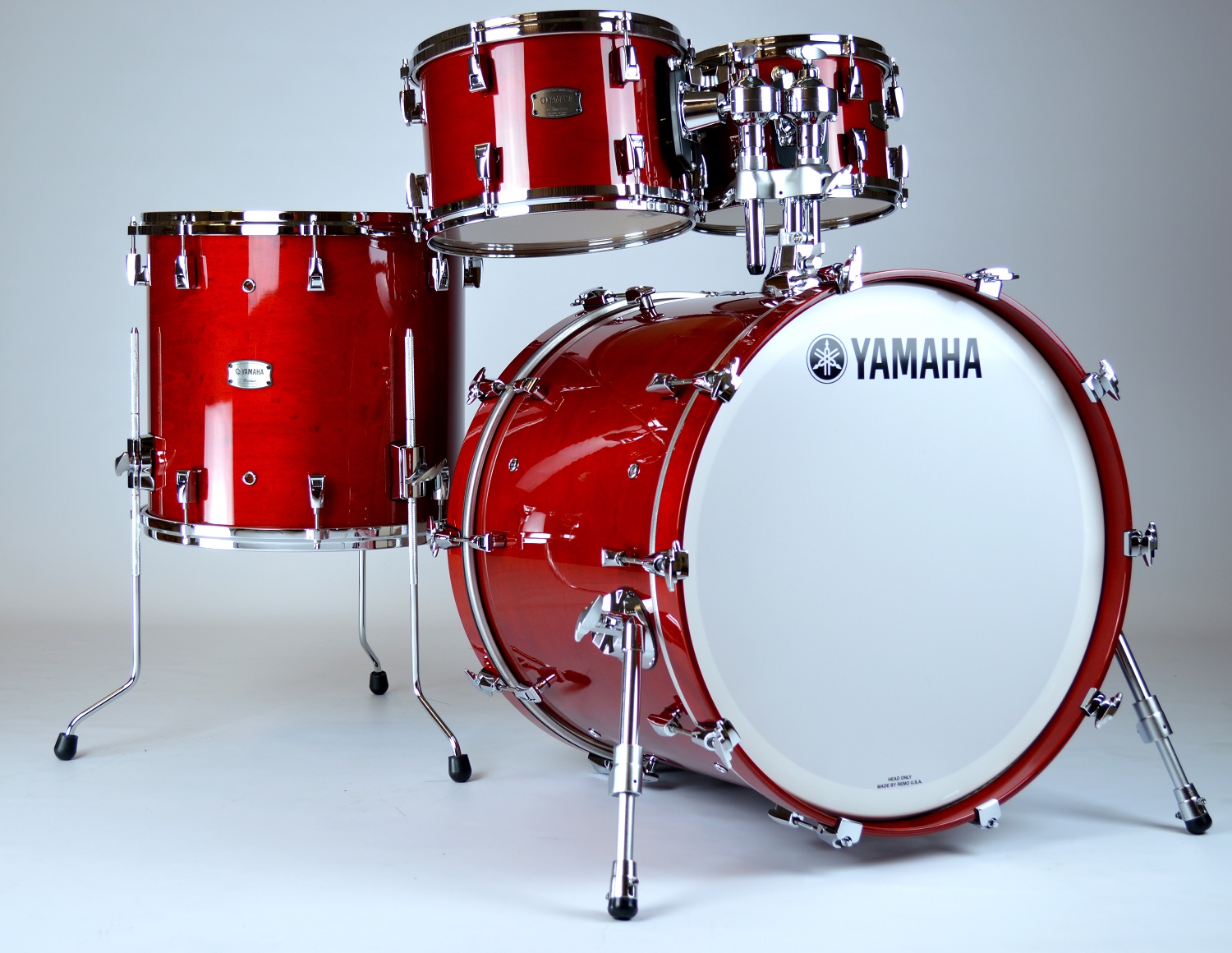 Yamaha Absolute Hybrid Maple Fusion Drum Set In Red Autumn Finish, With 