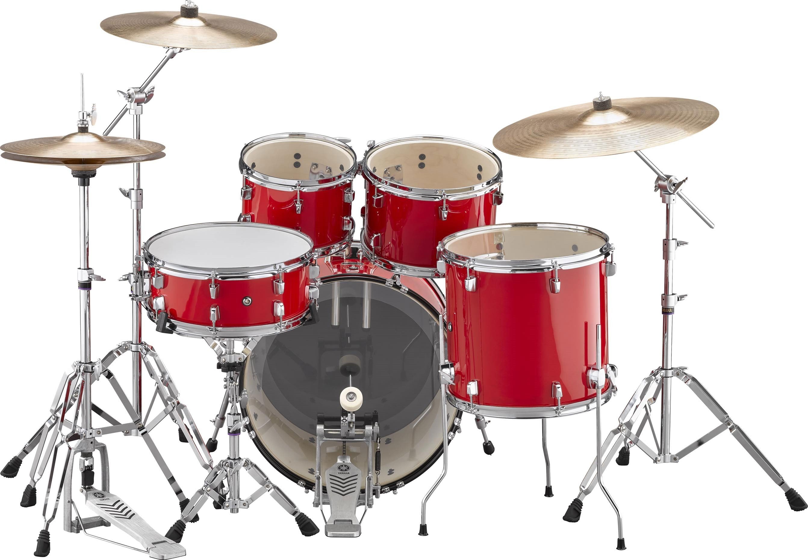 Yamaha Rydeen Drum Kit With 20 Kick Drum Cymbals In Hot Red Finish 